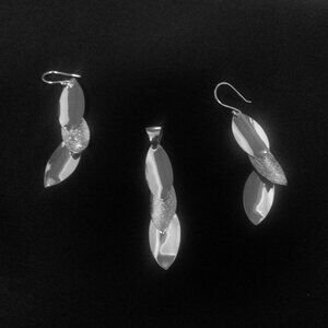 Earrings and pendant set / Handcrafted / High Purity 950 Silver